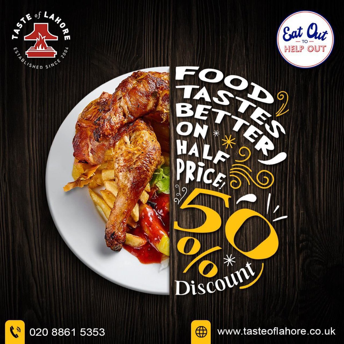 Fried Chicken With Chips! Tastes even better on a Wednesday with 50% #EatOutToHelpOut Discount! 

The offer applies only on dine in from Mon-Wed till 31st Aug.

#eatoutside #tasteoflahore #harrow #eatouttohelpoutlondon #wednesday #augustoffer #ukgovscheme #londonrestaurants