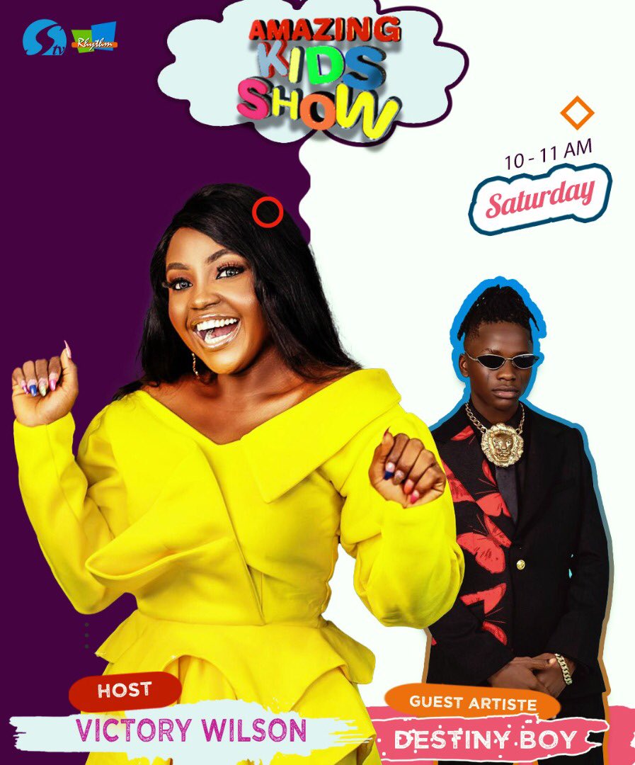 937RhythmFm's tweet photo. Don't miss out on all the fun on the #AmazingKidsShow with @_victorywilson every Saturday 10am on @silverbirdtv @937rhythmfm.

Guest for this week is young artiste @iamdestinyboy 

#rhythmentertainment #AmazingKidsShow #OAP https://t.co/f3QagNBRrt