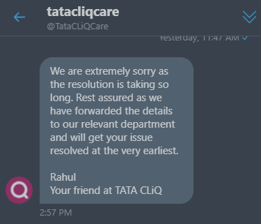 jayasimha_6's tweet image. Responded Over DM - Great response ! 
Nothing changed same old response from last 20 days

#returnrequest with no status from last 20 days.

Great work Tatacliq, KUDOs to you