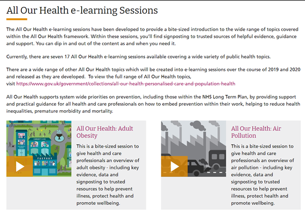 Use our @PHE_uk #AllOurHealth e-learning resources to explore how you can support action on priority public health issues by visiting👉e-lfh.org.uk/programmes/all…