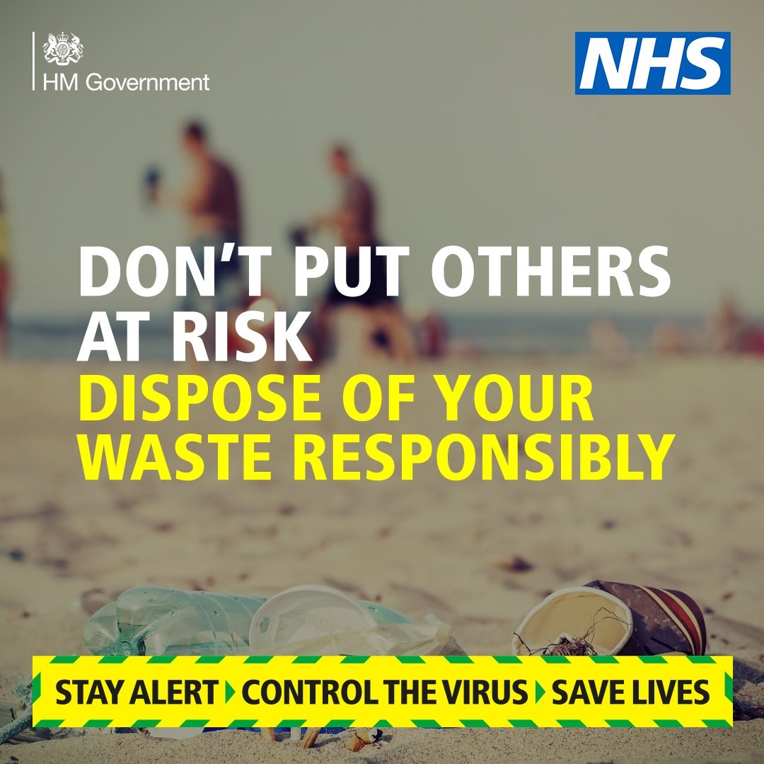 Don’t destroy what you’ve come to enjoy! Take your litter home to throw away or recycle and protect our outdoor spaces.

❗ Remember to throw your PPE (gloves and face coverings) in the bin – not the recycling.

#RespectProtectEnjoy