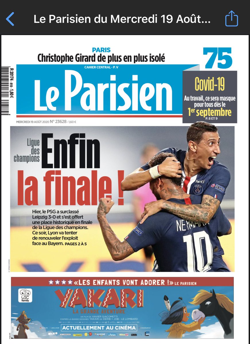 Historique! La couv’ déjà culte! #PSG #Liguedeschampions #ParisEstMagique