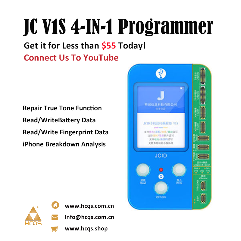 HCQS_Shenzhen's tweet photo. Hot sale JC V1S 4-in-1 Programmer
is able to read and write screen, battery, fingerprint serial number and so much more!
Buy Online: https://t.co/ExnAuwSPeU
#hcqs #jc #v1s #jcprogrammer #programmer #iphonerepair #technician #mobilerepair #fixiphone #battery #motherboard https://t.co/T1i5IBxB5a