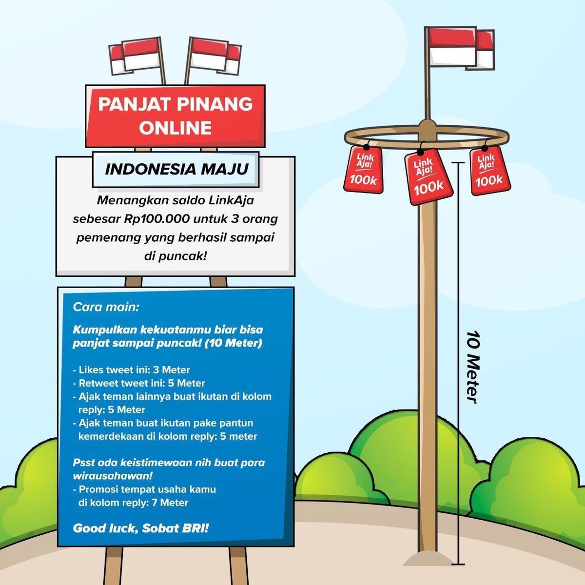 Masih belum bisa move on dari momen kemerdekaan, semangat Indonesia Maju Mimin masih menggebu-gebu! Sekarang, Mimin mau bagi-bagi hadiah 17an buat kalian nih 😉

Yuk seru-seruan bareng! Langsung main gamesnya di bawah ini👇🏻