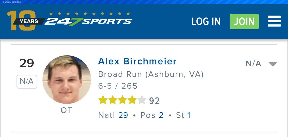 Very thankful that 247 Sports has ranked me a ⭐️⭐️⭐️⭐️ and the #2 Offensive Tackle in the c/o 23’ <a href="/BroadRunFB/">Broad Run Football</a> <a href="/BrianDohn247/">BrianDohn247</a>