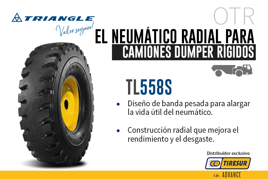 Grupotiresur's tweet photo. TL558S, el neumático industrial de Triangle Tyre para dumper rígido, robusto y duradero. Solo en Tiresur.
#tiresur #neumáticos #tires #triangle #otrtires #triangletyre #triangletires #rigiddumptruck https://t.co/21Z2Lm503u