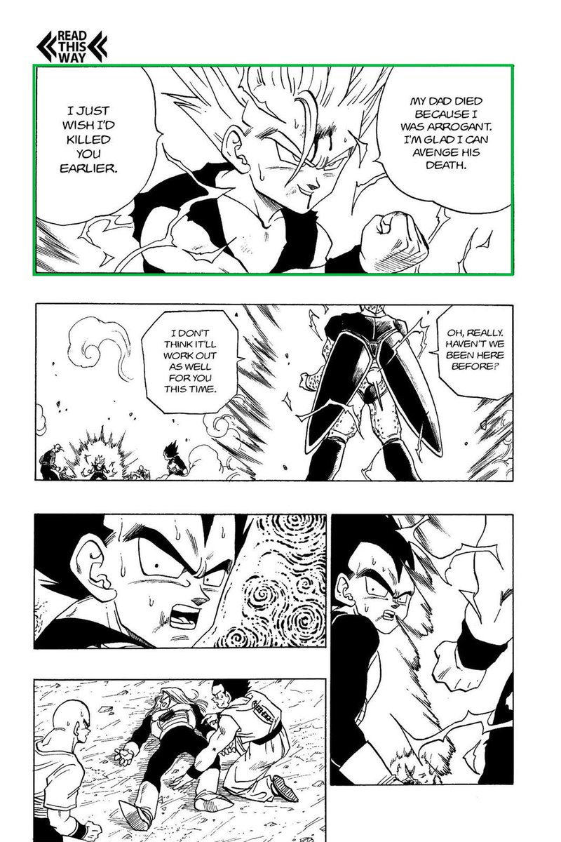 Furthermore, it was Gohan’s overconfidence and arrogance that lead to his father having to sacrifice his life, thus showing how having too much belief in oneself is self-destructive (similar to what we witnessed with Végeta beforehand in the arc)