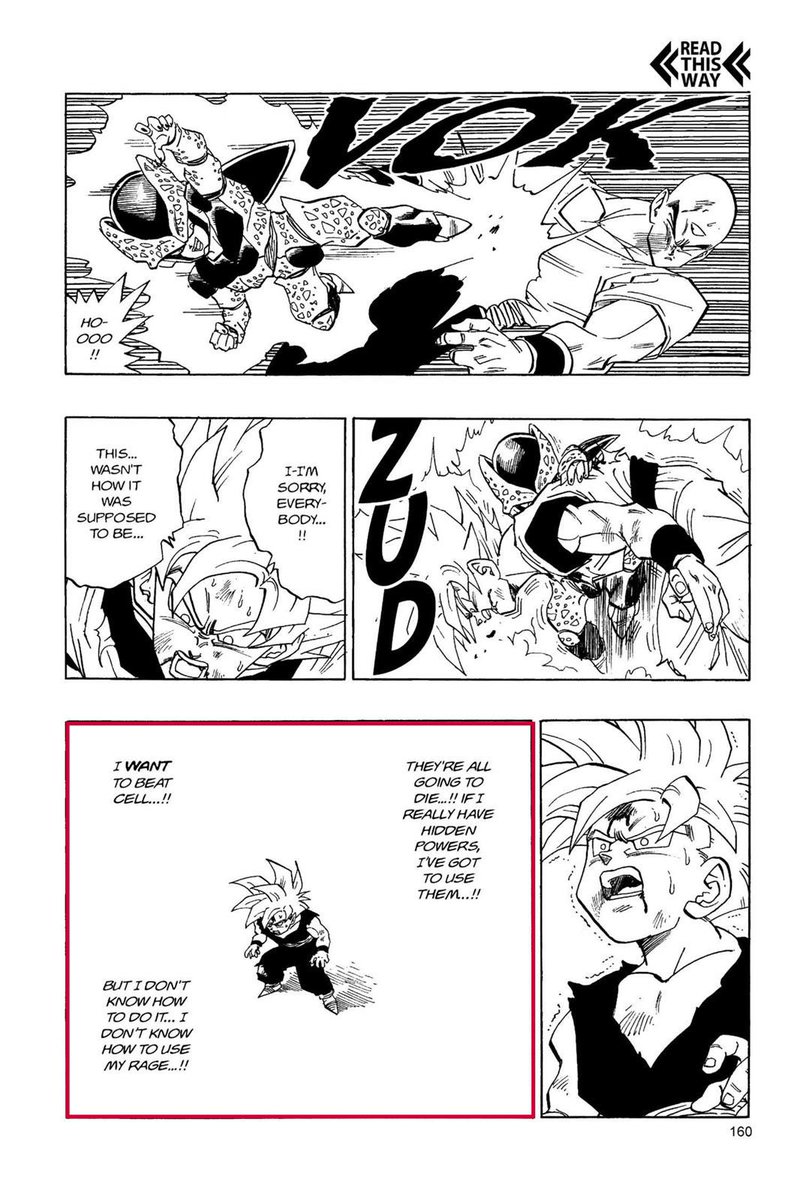 Not that he lacked the ability, but rather the willingness and resolve to do such. So while a character like Goku’s ambition allowed him to achieve what was within his limits, Gohan’s doubt limited what he could achieve.