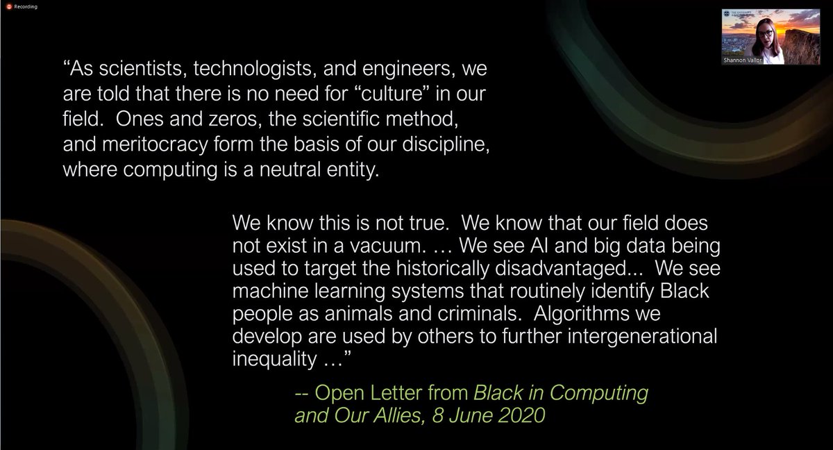 Shannon cites the Open Letter from Black In Computing in June. Full letter here:  https://blackincomputing.org/ 