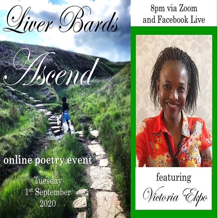 The Liver Bards poetry event returns on Tuesday 1st September, 2020, from 8pm with ‘Ascend’ featuring Victoria Ekpo and hosted by Ali Harwood. 
See you there! 
Ali

#LiverBards #poetry #Ascend #VictoriaEkpo #AliHarwood #poet #teacher #writer #TheGreatOutdoors #blackgirlshike