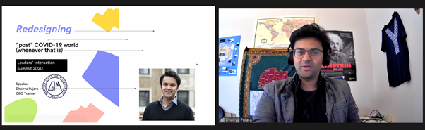 Fantastic session by <a href="/dhairyapujara/">Dhairya Pujara</a> CEO <a href="/Ycenterglobal/">Ycenter</a> 
on the need for human-centered design to #BuildBackBetter. We need newer models of sensible #decentralization rooted in #empathy. Happy to see <a href="/GIM_Sanquelim/">Goa Institute of Management</a> students' active engagement. 
#LeadershipSummit