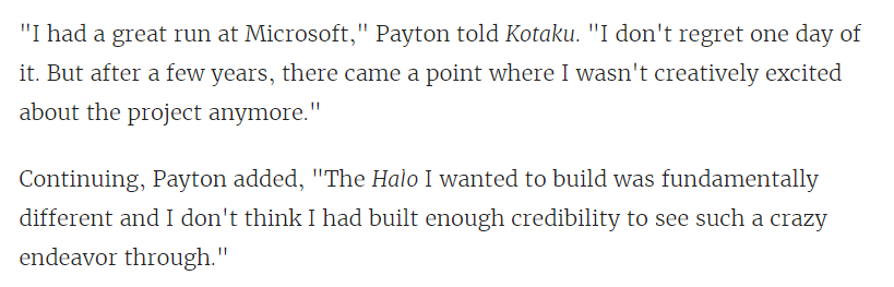 People absolutely ran away with the implications of one particular quote.Source:  https://kotaku.com/halo-creative-director-leaving-halo-4-update-5837475