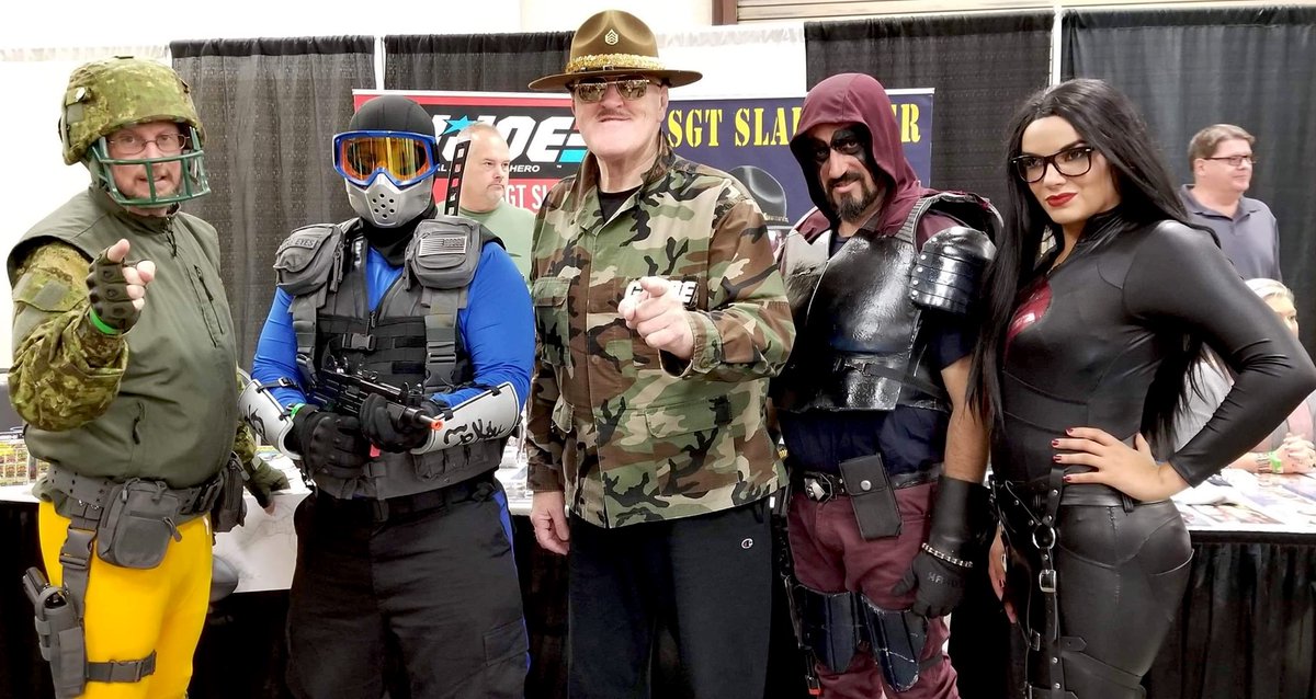 TheFinestCC's tweet photo. Finest members and friends with the legendary @_SgtSlaughter at #FayettevilleComicCon 2019 in North Carolina!!!

#thefinestcc #gijoe #yojoe #cobra #sgtslaughter #cosplay #baroness #captainGridIron #SnakeEyes #Zartan https://t.co/vqzPZ6o5oT