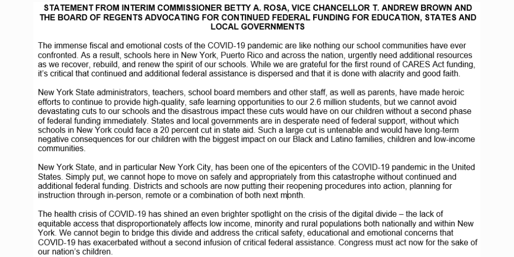 NYS Education Department tweet media
