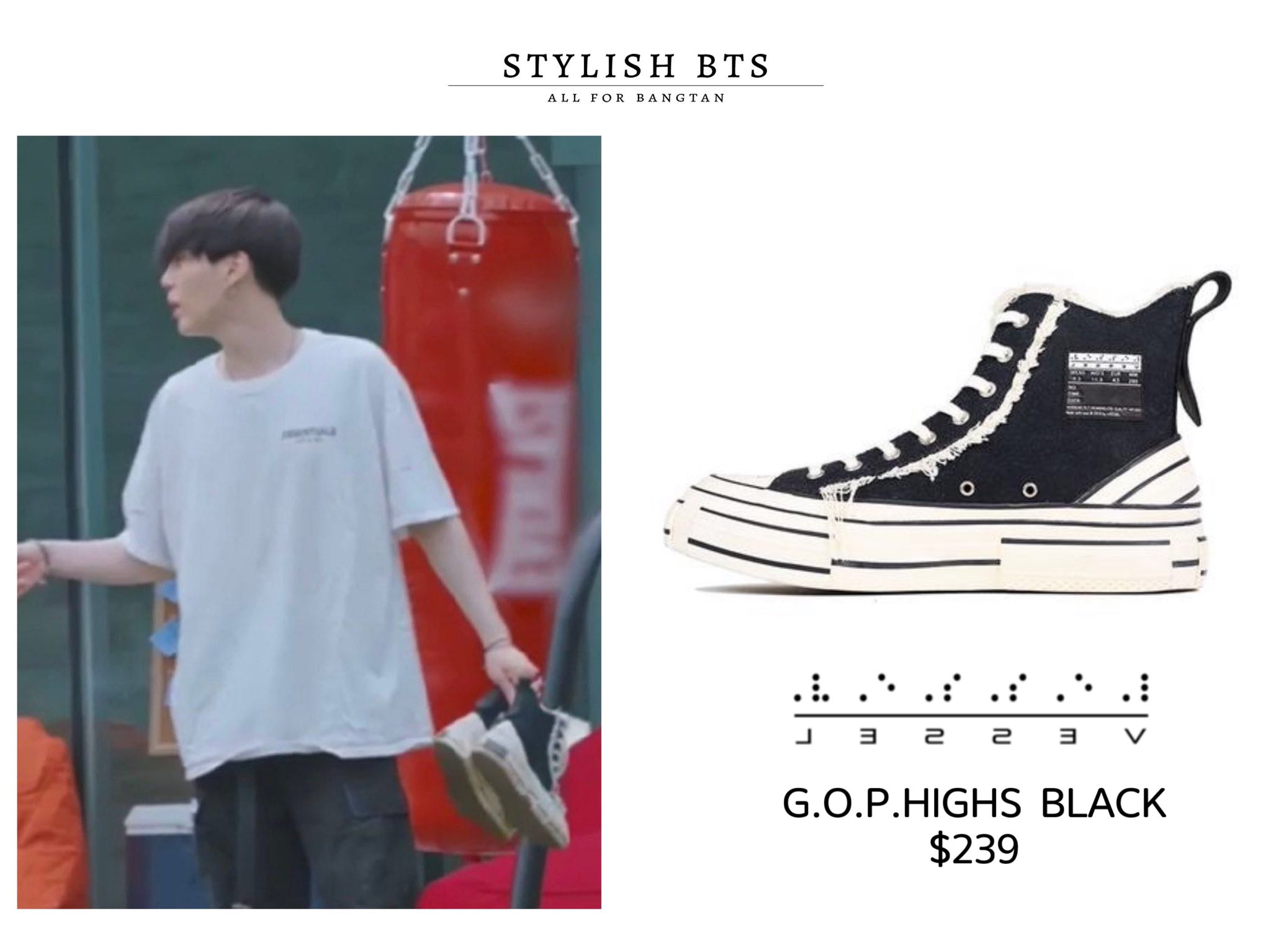 Stylish Bts Bts In The Soop Ep 1 Suga Shoes Xvessel G O P Highs Black Stylish Bts Bts In The Soop Ep 1 Suga Shoes Xvessel G O P Highs Black