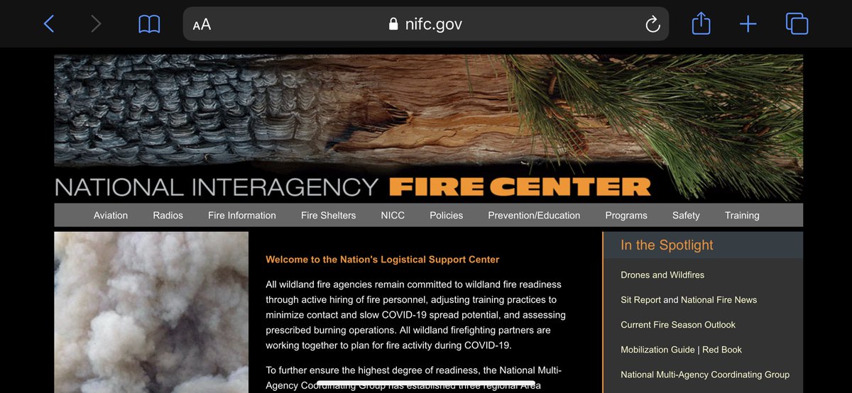  https://www.nifc.gov   @NIFC_Fire “The National Interagency Fire Center in Boise, ID predicts that northwestern states will have above-normal potential for wildland fires through September.”