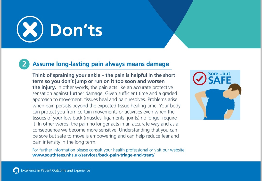 adamdobson123's tweet photo. Second BIG NHS update folks!!!
'10 Do’s and Don’ts:
Managing long-lasting low back problems’ booklet is now available to download and share.
https://t.co/yvpLbSv6AK
@rwalshphysio @SouthTees @NBP_CN
#QualityNHS #QualitySouthTees https://t.co/2uRb0ETSeb