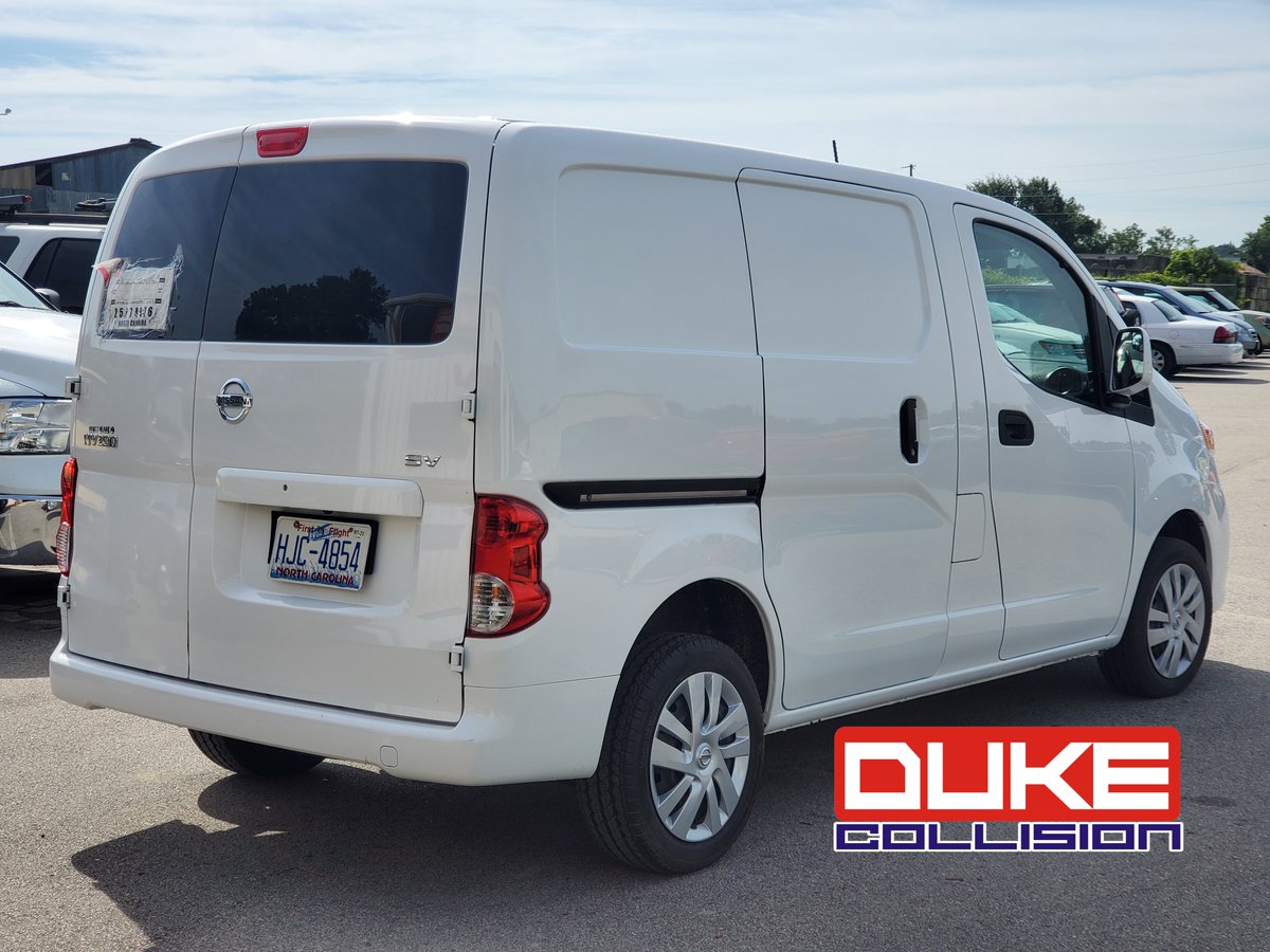 DukeCollision's tweet image. Before and After 2020 Nissan NV 200 Compact Cargo SV, Replace Side Loading Door , Repair Side Panel, Replace Mirror Rt, Replace Fender Lt. Duke Collision Auto BOdy Repair 919 8038300