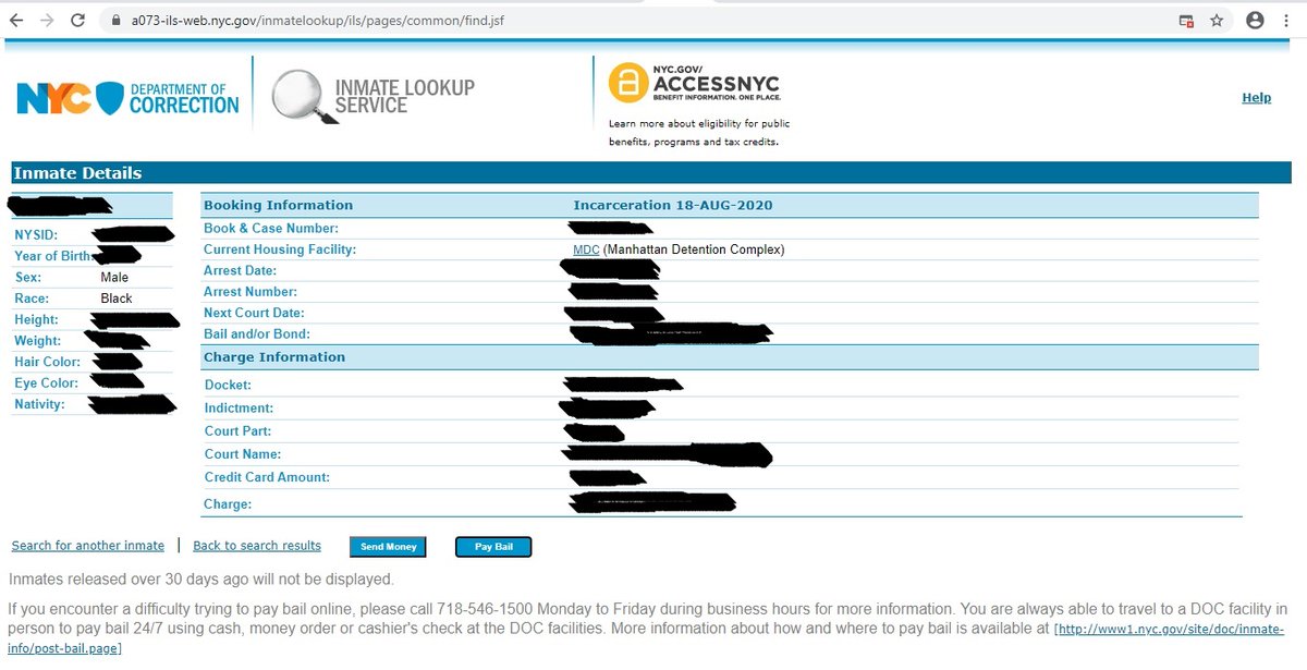 If that were actually true, you'd think I would be able to pay bail all over again, but instead the online button is grayed out & the bail information has disappeared for some reason. On the left is how it looked yesterday, on the right is today.