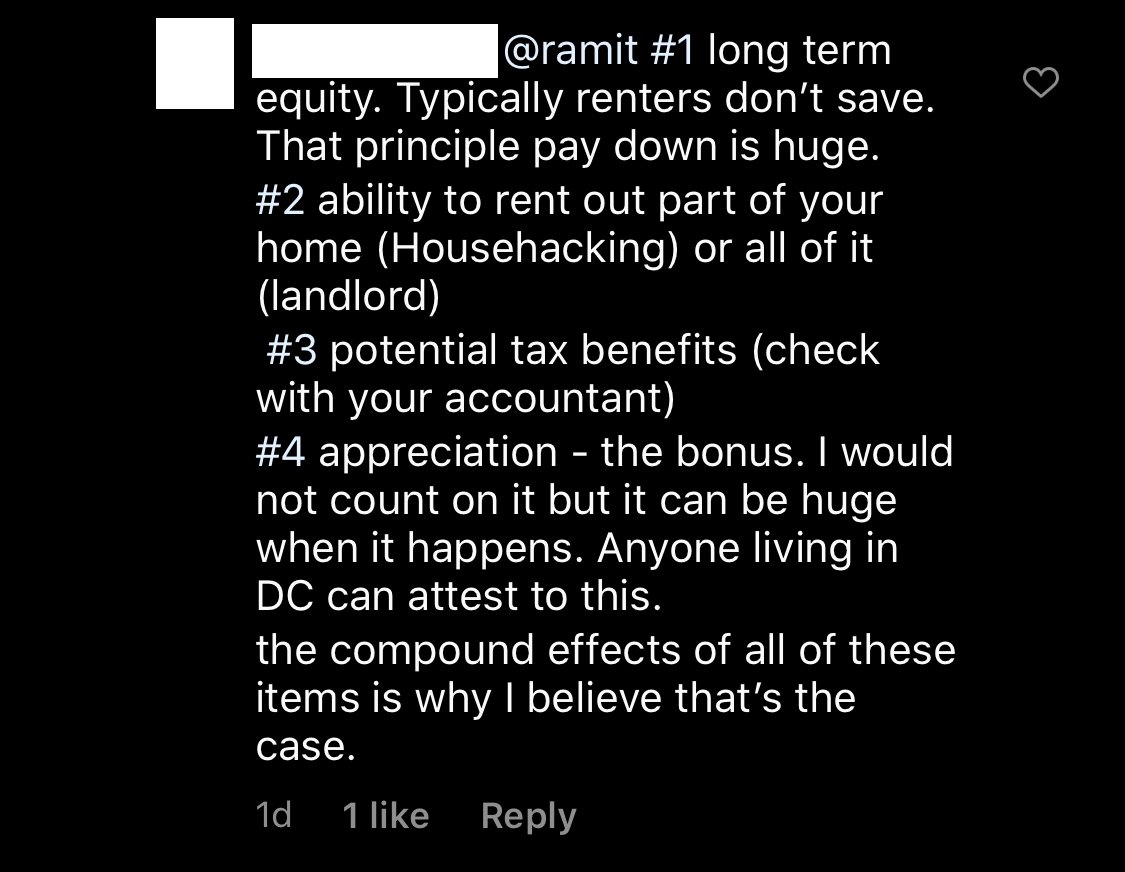 I asked him what he thought. His response below. In some cases, these are true. But are they real reason why homeowners have 40x higher net worth than renters?Is the HOUSE the only variable?His explanation assumes the house is responsible.Let's go deeper