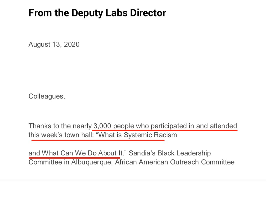 Last week, Sandia held a new thought-work session for about "systemic racism" for 3,000 employees.According to one attendee, the speakers claimed whites have exploited African-Americans, must pay reparations, and must "battle racism locally, nationally, and in the workplace."