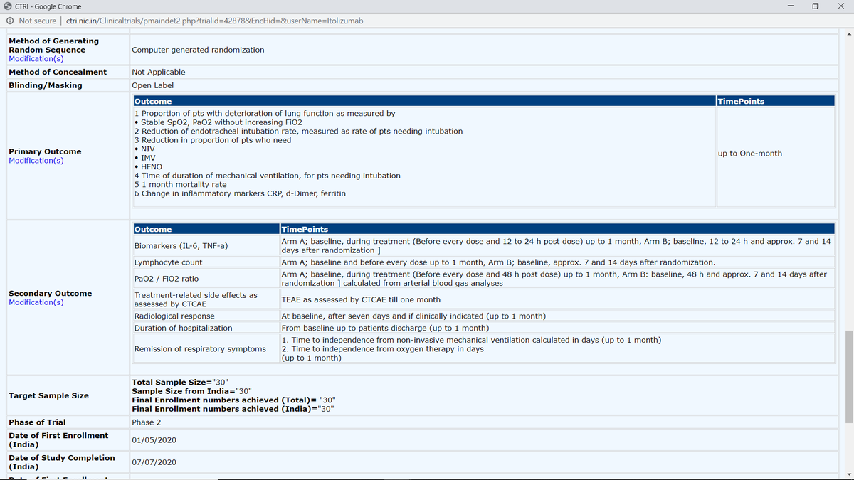 Brief summary here:  Biocon Biologics had submitted result to  http://ClinicalTrials.gov   @NIH on Aug 02, 2020 BUT results were returned after quality control review on Aug 10, 2020. On Aug 18, 2020 Biocon Biologics made modifications to Indian CTRI registration details.