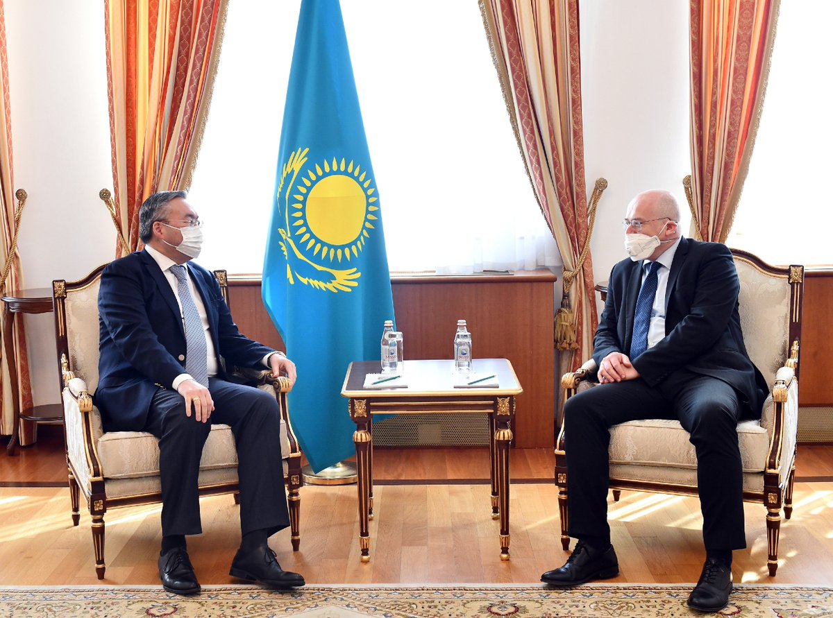 farewell appointment with Kazakh foreign minister Mukhtar Tleuberdi - saying goodbye in friendship and with respect (and COVID discipline)