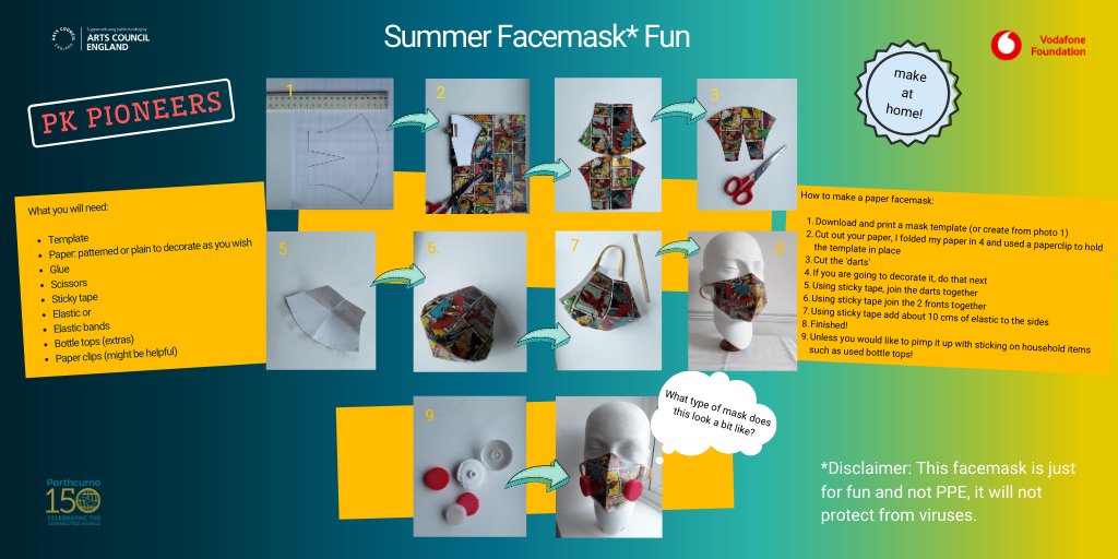PKPorthcurno's tweet photo. Create and make your very own completely useless facemask out of paper and just for fun!
#pkfacemaskfun #familyexplorers #pkporthcurno #FrontRoomFieldTrips #museumsathome https://t.co/JvWbKDpbYu