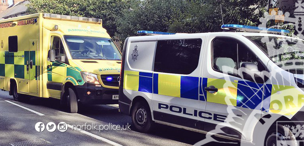 NorfolkPolice's tweet photo. RTC on Constitution Hill (A47) near North Runcton, Kings Lynn. Road closed in both directions so please avoid this area if possible. Emergency Services are on scene. We appreciate your patience. #RoadsUpdate https://t.co/teKZ1vBEqy