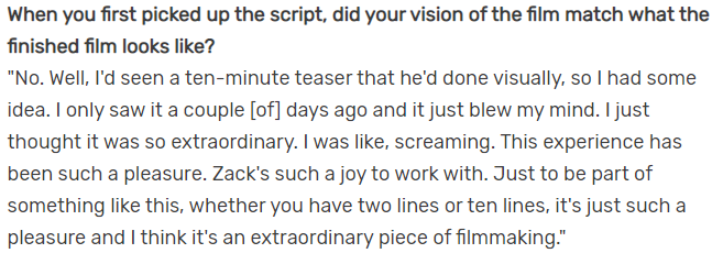 Lena Headey about Zack Snyder (1):
