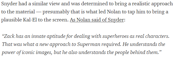 Christopher Nolan about Zack Snyder:
