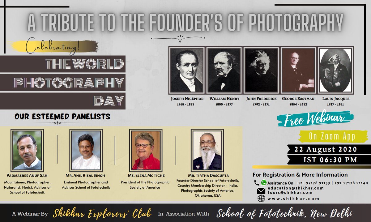 #webinar2020 #PhotographyDay #WorldPhotographyDay2020 #freewebinar #Tribute @ShikharIndia #schools #principals #register #free #join #us #celebrate @swadesh47