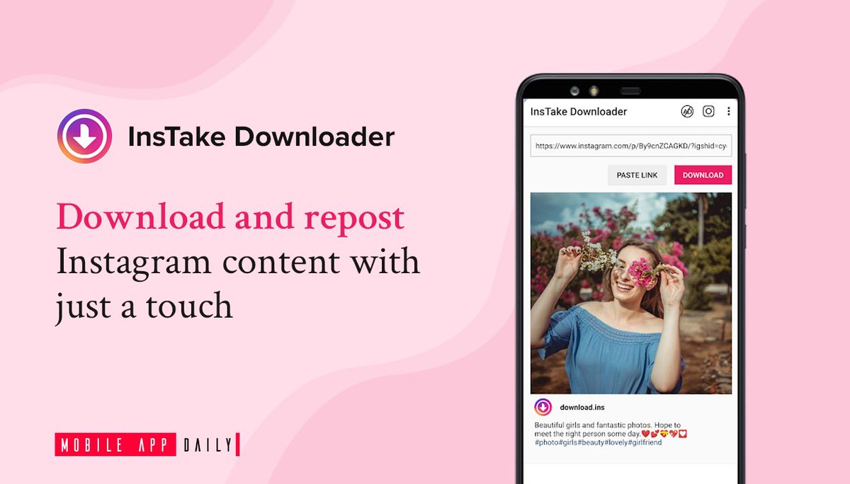 mobileappdaily's tweet photo. InsTake Downloader strives to be the best Instagram downloader app available today.
To know more about the app, read the full app review here: https://t.co/Pifq7I1bbN
#instadaily #instadownloader #repost https://t.co/X6xAr46tdx