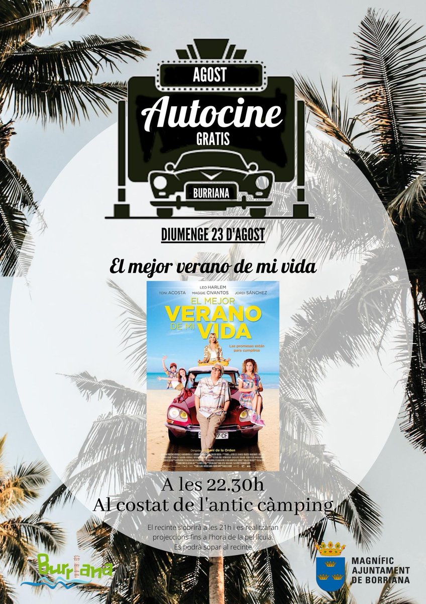 Nos despedimos del autocine con El mejor verano de mi vida.
Puedes reservar en la Tourist Info El Arenal, en el 964 58 70 78.