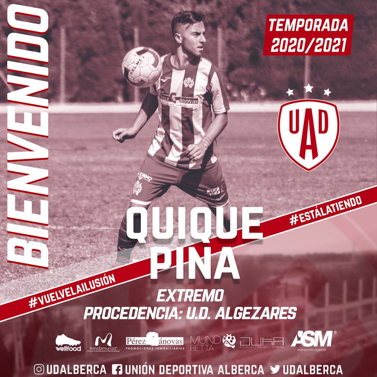 ✍🏼 FICHAJE // ¡<a href="/Quique_ps/">Quique Pina</a> nuevo jugador de la #UDAlberca! 🔝

Uno de los jugadores con más velocidad y desborde de la categoría 🏃🏾‍♂️. Viene de ascender con la #UDAlgezares 🔝.

¡Bienvenido! 🙌🏽

💻 <a href="/Miguel_6_Angel/">📺Miguel_6_Angel💻</a>