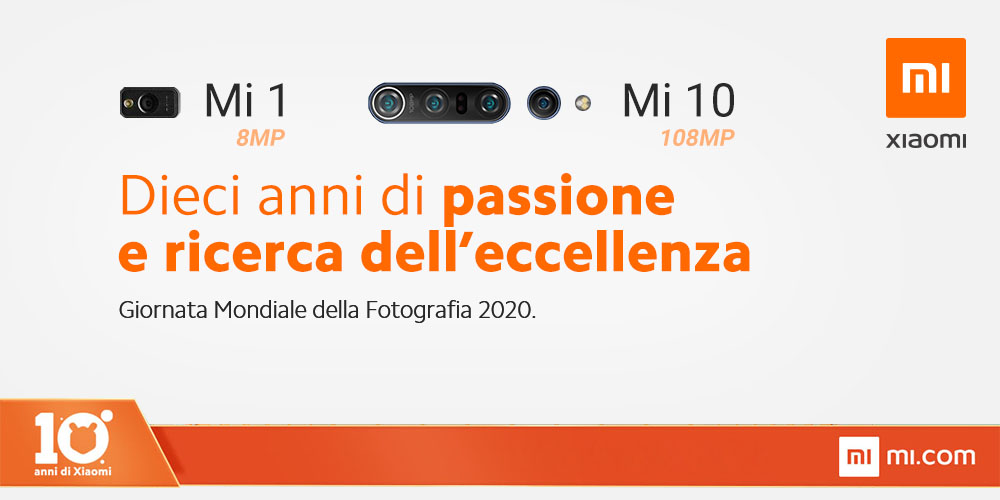 xiaomiItalia's tweet image. Da 8 a 108 in 10 anni!
Oggi celebriamo insieme la giornata mondiale della fotografia e la strada che ci ha portato fino a qui, da Mi 1 a Mi 10, i fuoriclasse del video nell'era del 5G.
#WorldPhotographyDay #From10toInfinity