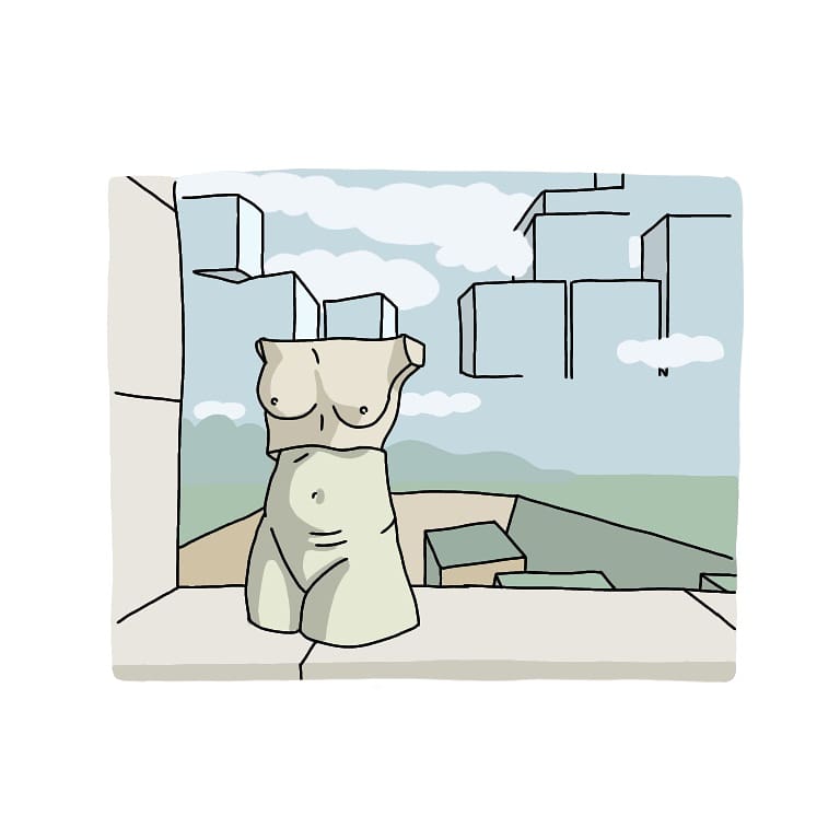 るいこ ゆるゆる美術1日1絵 V Twitter 空が四角いブロックだったら って子供みたいな思いつきが面白いよね ルネ マグリット 夏の階段 マグリット ルネマグリット 手書きイラスト 美術館好きな人と繋がりたい 美術鑑賞 ゆるイラスト 絵画 イラスト Art