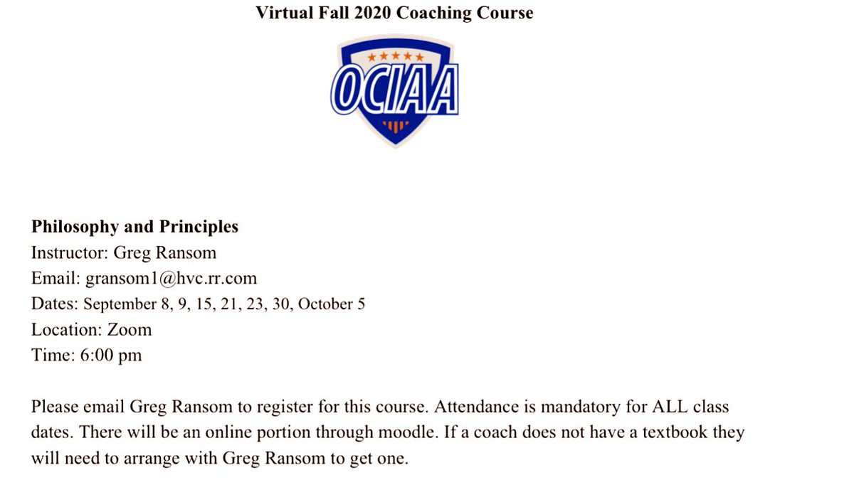 Information regarding an upcoming Virtual Philosophy and Principles Course please see below-  
#coachingcourses