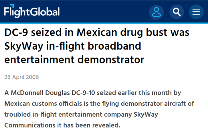 6)  $BLNK's Farkas has a history of involvement in companies tied to money laundering, drug trafficking, and stock manipulation schemes. He was previously >50% owner of SkyWay, which collapsed after its "demonstration aircraft" was seized in Mexico with 5.6 tons of cocaine.