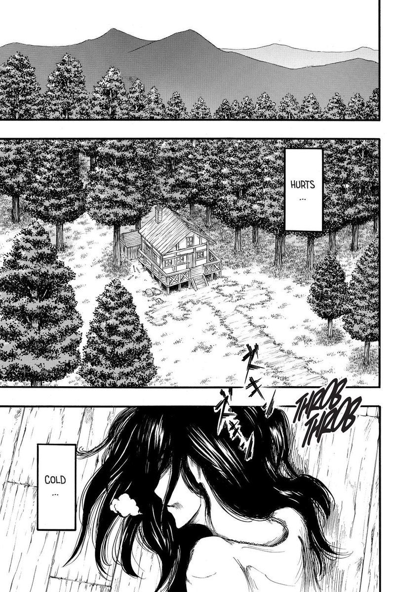 before eren helped her. she mumbled to herself, "hurts... cold." and the rest as we can see in these panel. a home for mika is a person, not a place. so when she lost both of her parents... she lost her entire home even world.