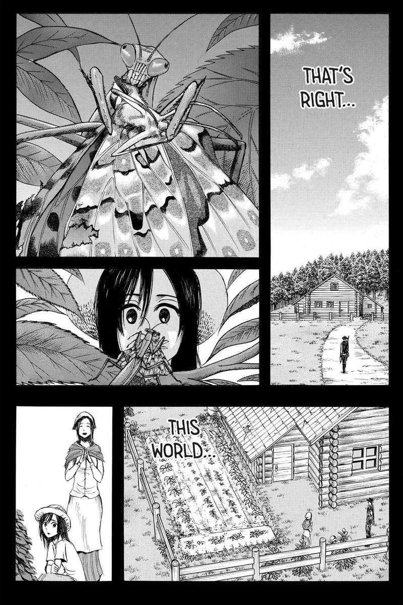 before eren wrapped the scarf. the world, to her, is cruel.