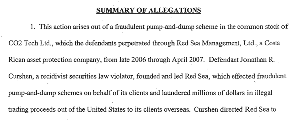 7) Farkas was majority owner of Holiday RV Superstores and at GenesisIntermedia. Each collapsed in connection with a multi-$100 million money laundering scheme. Finally, Farkas had ties to Red Sea Management, which was sued by the SEC for pump-and-dumps and money laundering.