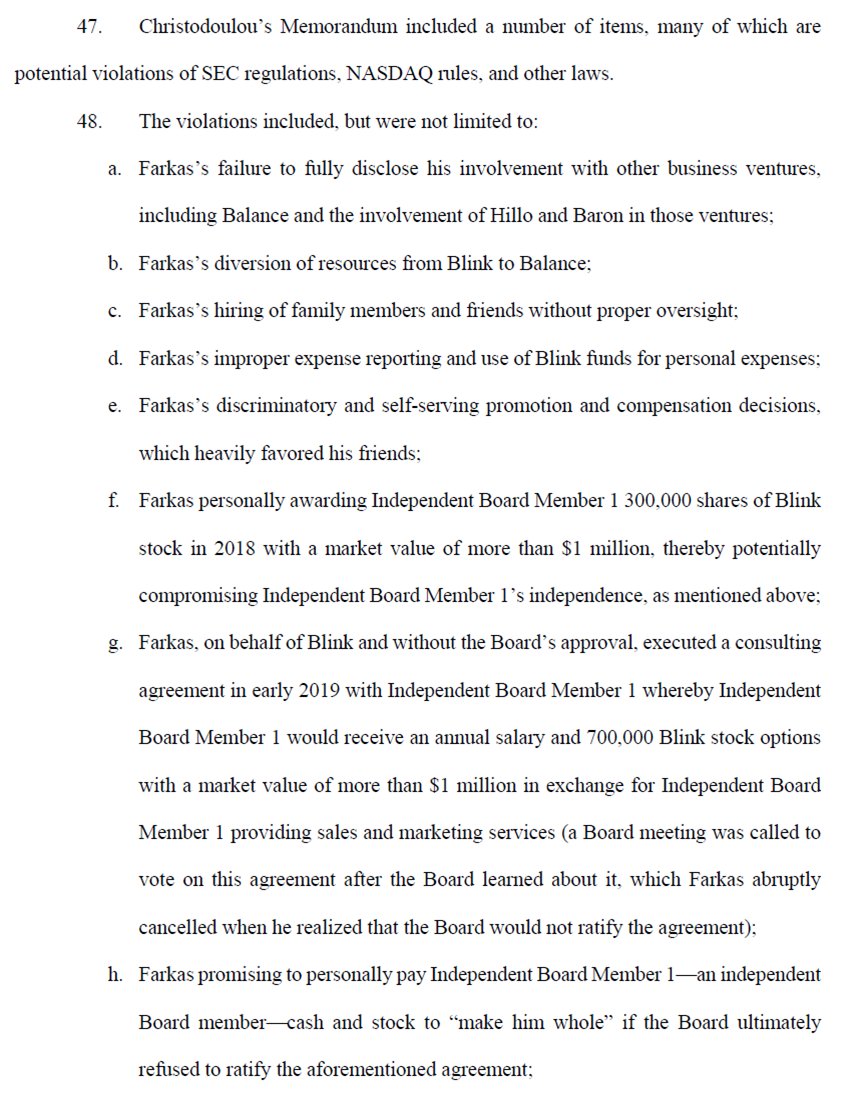 9)  $BLNK's former COO is now suing the Company, alleging numerous counts of securities fraud; we view the complaint as extremely telling.  $BLNK's toxic lender, JMJ Financial, was also SEC-barred in March 2020, leaving BLNK in a precarious position as its cash balances dwindle.