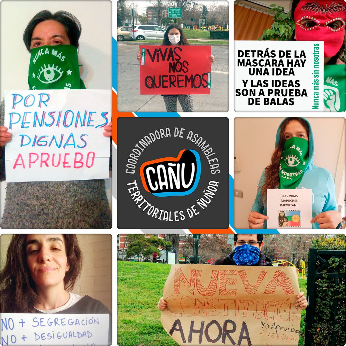 Asambleas2020's tweet photo. Se han cumplido 10 meses desde el comienzo del Estallido Social de Octubre. Y seguimos despiertos, vigilantes y propositivos. Contra el neoliberalismo, el patriarcado y el colonialismo, el pueblo va a triunfar https://t.co/7nVSs5lX4t