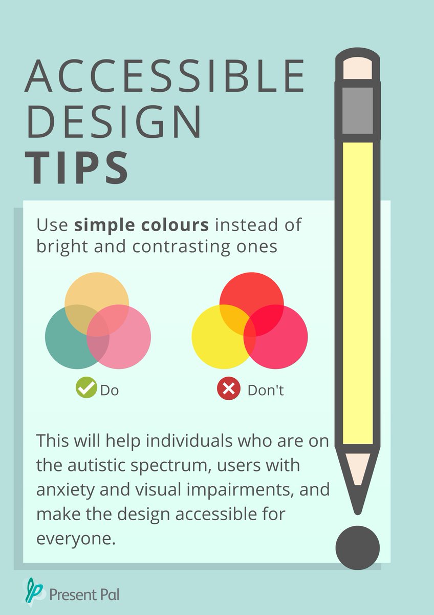 At Present Pal we really care about #AccessibleDesign. But how can you consider everyone and create #AccessibleContent? 🤔Our simple #AccessibilityHacks will help you make your designs accessible to everyone too!👍
#DesignWednesday #TheFutureIsAccessible #Inclusion #UDLchat #UDL