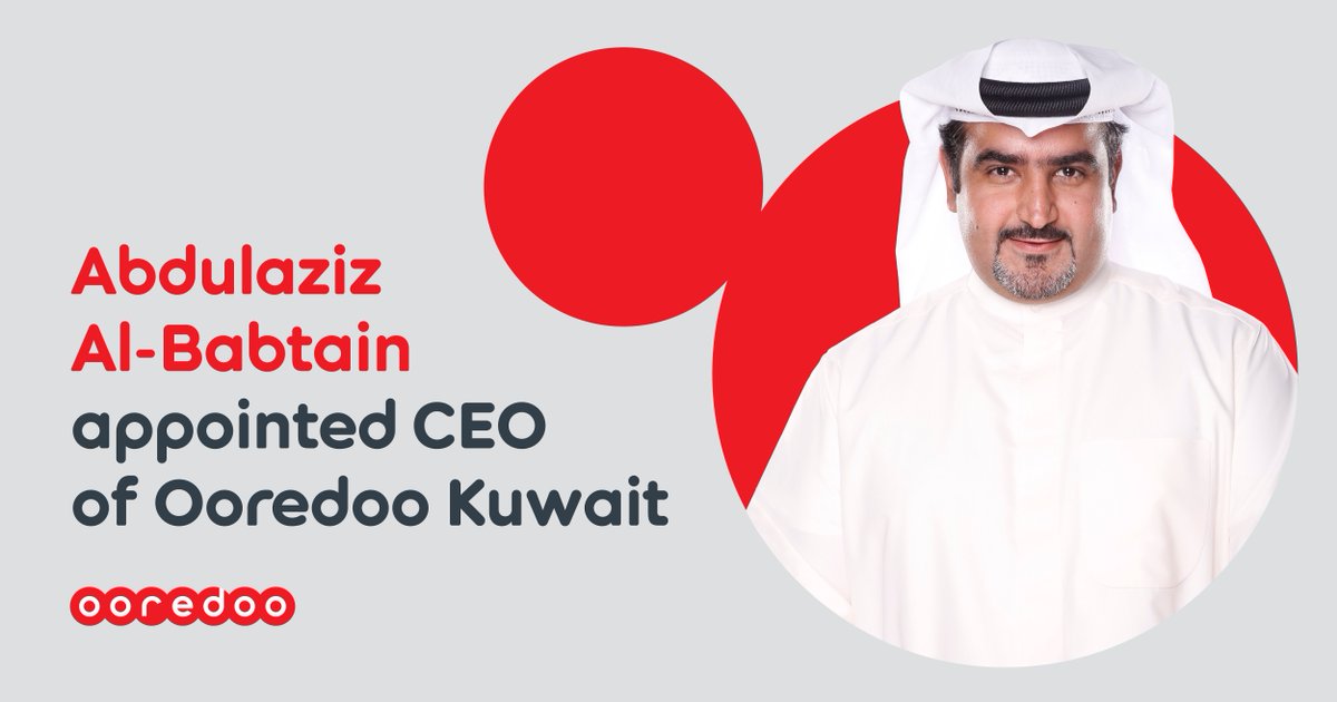 We're proud to announce the appointment of Abdulaziz Al-Babtain as the new CEO of Ooredoo Kuwait. He was most recently @ooredookuwait Chief Business Officer, achieving substantial growth. Please join us in congratulating Abdulaziz on his new role!