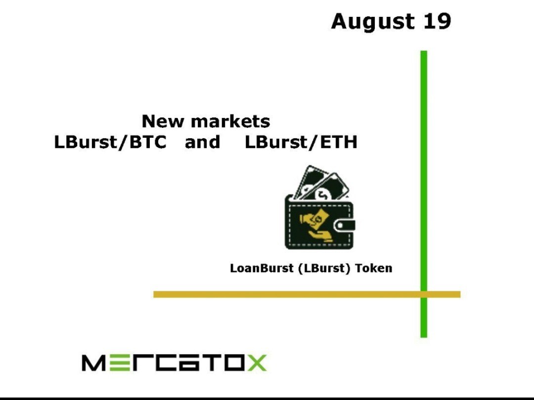 LoanBurst's tweet photo. LoanBurst (LBurst) Token market added
Dear users!
LoanBurst (#LBurst) Token new market added to the listing.
LBurst/BTC and LBurst/ETH markets are available for trading.
https://t.co/Pd1c6aWNyC
https://t.co/d4NaAgMKTI
Good luck in the forthcoming trades.
#Mercatox_Exchange https://t.co/XJfEHgx72a