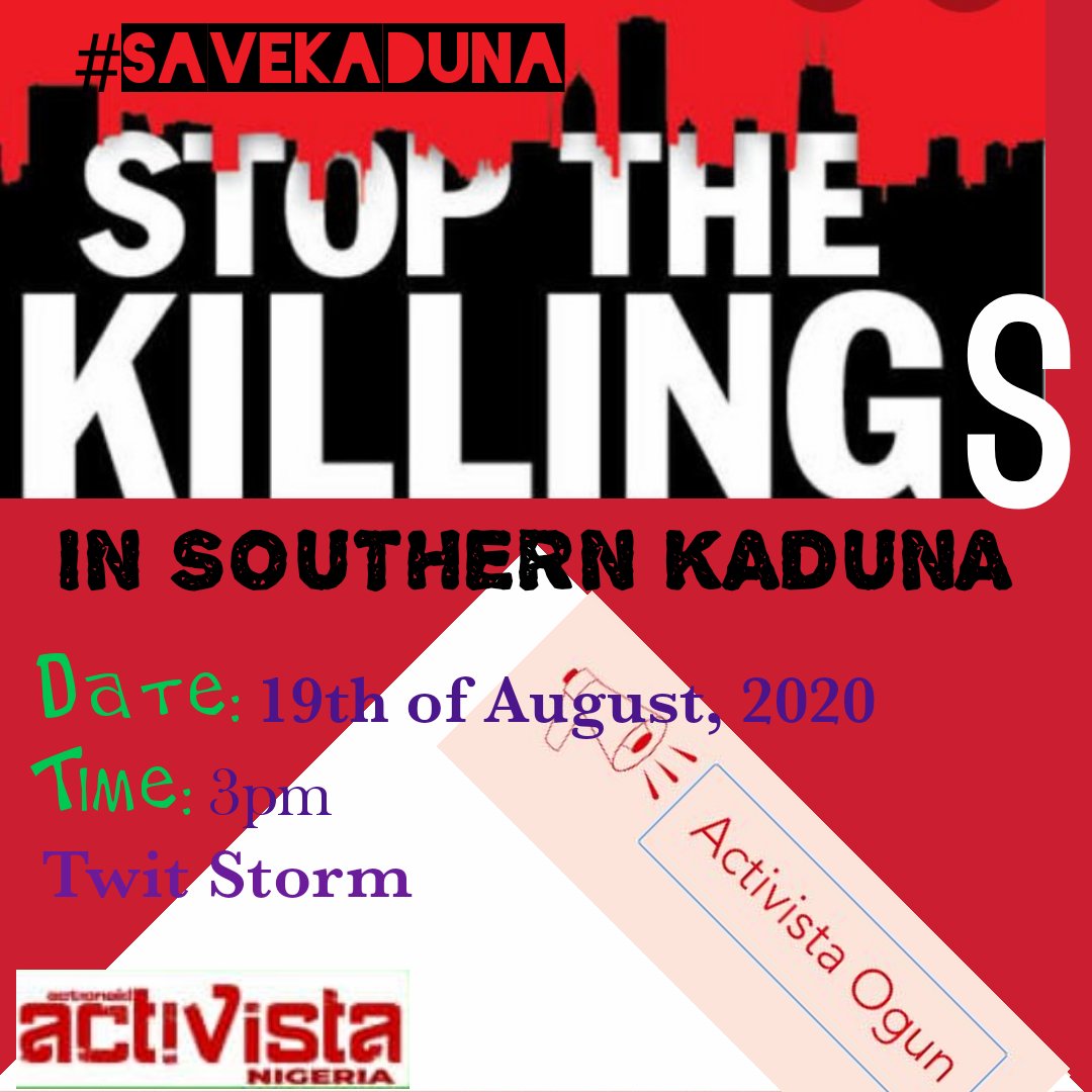 Join the tweet storm 3pm-4pm today....
#SAVEKADUNA
#InspireNaija2020