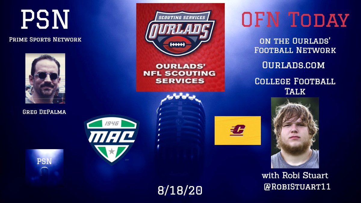 primesn's tweet photo. #CollegeFootballTalk is on-demand as Greg talks @CMU_Football w 3rd team MAC DL @RobiStuart11. Topics include the aftermath of canceled athletics, eligibility, the successful transition under HC Jim McElwain &amp; more…https://t.co/0FjGCKgGBG @Ourlads_Shonka @CMUniversity @MACSports https://t.co/7OwzlQHfa7